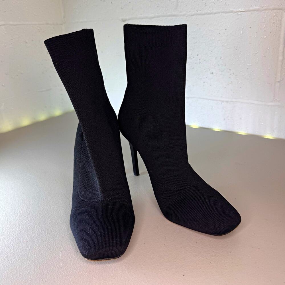 inc black knit sock booties stiletto high heel size 8m